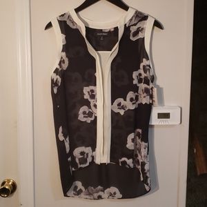 Sheer black a d white sleeveless blouse